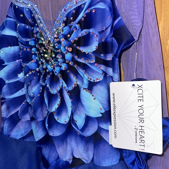 New ElitExpression Flora Royal Beaded Figure Skating Dress - Size 10/12 - Picture 2 of 8